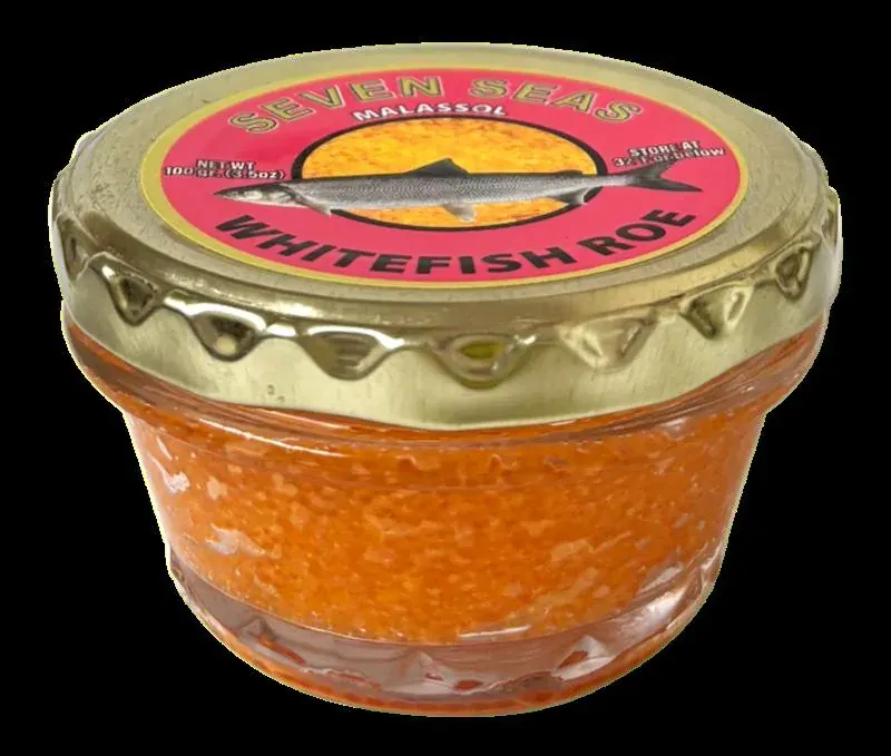 Баночка икры whitefish roe Seven Seajs Malassol, товар из ассортимента русской бакалеи Баночка икры whitefish roe Seven Seajs Malassol, товар из ассортимента русской бакалеи